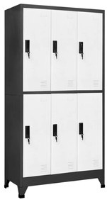 vidaXL Lockerkast 90x45x180 cm staal antracietkleurig en wit