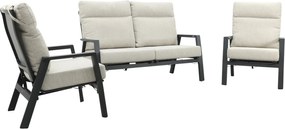 Lagos stoel-bank loungeset 3-delig verstelbaar - Antraciet