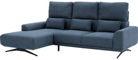 Goossens Excellent Bank Princess blauw, stof, 2,5-zits, elegant chic met chaise longue links