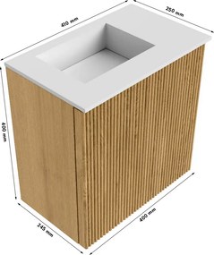 Mondiaz Joya 40cm toiletmeubel oak met wastafel faye links 1 kraangat talc