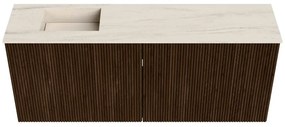 Mondiaz Joya DLux 100cm toiletmeubel walnut met wastafel faye links zonder kraangat meli
