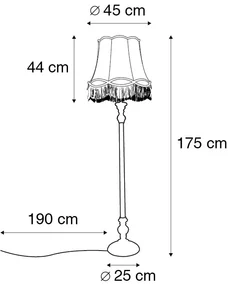 Vloerlamp grijs met Granny kap goud - Classico Retro E27 rond Binnenverlichting Lamp