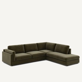 Hoekslaapbank met longchair van badstof, César