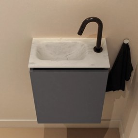 Mondiaz Ture DLux toiletmeubel 40cm dark grey met wastafel opalo links met kraangat