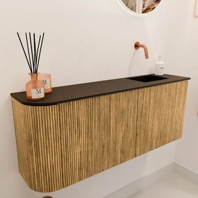 Mondiaz Joya 100cm toiletmeubel ronding links oak met wastafel faye rechts zonder kraangat urban