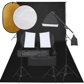 vidaXL Fotostudioset met verlichtingsset, achtergrond en reflector