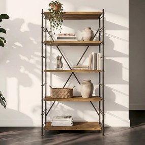 Dutchbone Iron Vurenhouten Open Wandrek - 100x42x200cm.