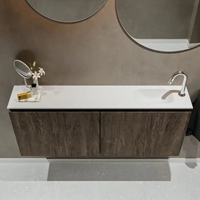 Mondiaz Ture 120cm toiletmeubel dark brown met wastafel talc rechts 1 kraangat