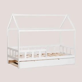 Houten Bed Voor Kelly Kids-matras Van 90 Cm Wit Hout & Bed Met Onderschuifbed & 90 X 190 Cm - Sklum