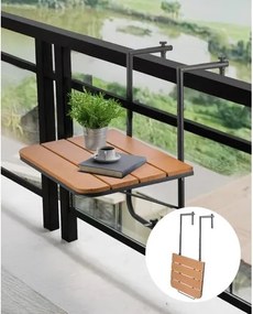 VEVOR Balkontafel, 595x400 mm, Opvouwbare balkonhangtafel, Opvouwbare tafel voor buitenleuningen, 4-traps verstelbaar, Past op leuningen van 2,54 tot 21 cm, Serveertafel voor terras en dek