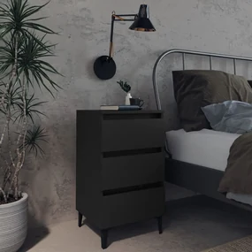 vidaXL Nachtkastjes 2 st met metalen poten 40x35x69 cm zwart