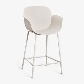 Pack Van 2 Hoge Krukken Van Polypropyleen En Staal Lynette Steen Wit & ↑65 Cm - Sklum