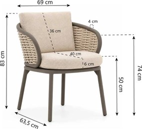 Tuinstoel Aluminium/Wicker Taupe-naturel-bruin Apple Bee Pine Key