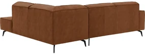 Goossens Hoekbank Hercules bruin, microvezel, 2,5-zits, modern design met ligelement rechts