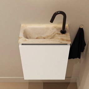 Mondiaz Ture DLux toiletmeubel 40cm talc met wastafel frappe links met kraangat