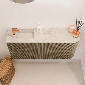 Mondiaz Joya DLux 90cm toiletmeubel ronding rechts dusk met wastafel faye links 1 kraangat frappe