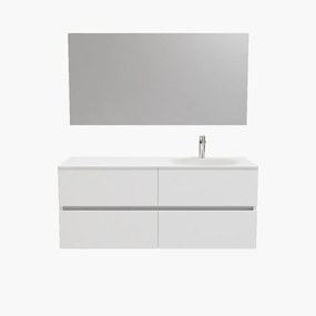 Zaro Sevilla Solid Surface badmeubel 120cm mat wit 1 kraangat spoelbak rechts 4 lades