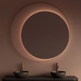 Gliss Design Kosmos spiegel rond met cirkel 140cm koper rosé met handsensor