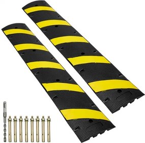 VEVOR set van 2 2-kanaals kabelbeschermingshelling, kabelbrug, rubberen slangbrug, 183 x 30 x 4,5 cm, overloopbeveiliging, 10.000 kg (per as), draagvermogen, kabelhelling, antislip uitvoering, ideaal voor parkeerplaatsen