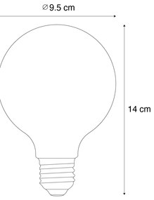 Set van 5 E27 dimbare LED lampen G95 bruin 4W 120 lm 1800K