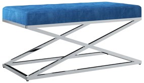 vidaXL Bankje 97 cm fluweel en roestvrij staal blauw