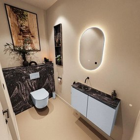 MONDIAZ TURE-DLUX 80cm toiletmeubel Clay. EDEN wastafel Lava positie links. Zonder kraangat. TUREDX80CLAL0LAV