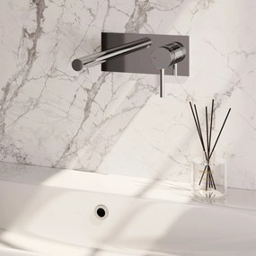 Brauer Stripe inbouw wastafelkraan ColdStart met rechte uitloop en afdekplaat model A1 chroom