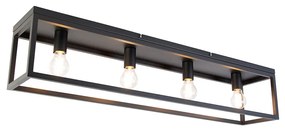 Smart plafondlamp met dimmer zwart 99,5 cm incl. 4 Wifi A60 - Cage Industriele / Industrie / Industrial E27 Binnenverlichting Lamp