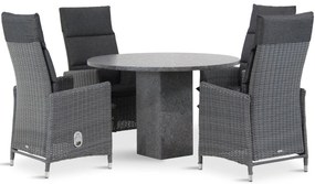 Tuinset Ronde Tuintafel 4 personen 120 cm Wicker Zwart Garden Collections Madera/Graniet