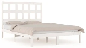 vidaXL Bedframe massief grenenhout wit 140x190 cm