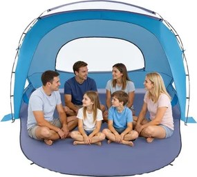 VEVOR strandtent met zonnescherm voor 6 personen, UPF 50+ bescherming, draagbare strandtent met draagtas en grondankers, stevige strandparasol voor kamperen, vissen, picknicken, zonnetent