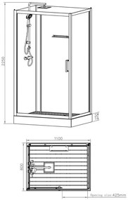 Sanigoods Bowie complete douchecabine rookglas met schuifdeur 120x90cm zwart mat