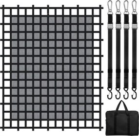 VEVOR Cargo Net, 3020 x 2670 mm, vrachtwagenlaadnet, 4 verstelbare banden met karabijnhaken en S-haken, slijtvast en weerbestendig transportnet, bagagenet geschikt voor pick-uptrucks, vrachtwagens, jeeps, SUV's en boten