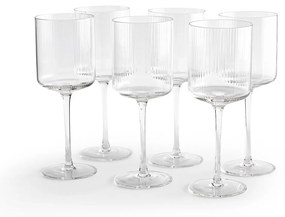 Set van 6 wijnglazen in geribbeld glas Stria