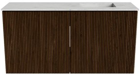 Mondiaz Joya DLux 80cm toiletmeubel walnut met wastafel faye rechts 1 kraangat opalo