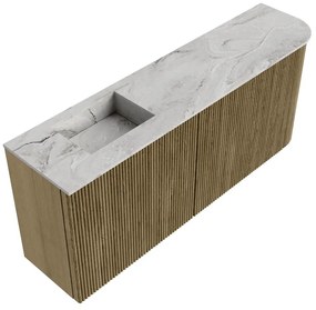 Mondiaz Joya DLux 100cm toiletmeubel ronding rechts dusk met wastafel faye links zonder kraangat glace