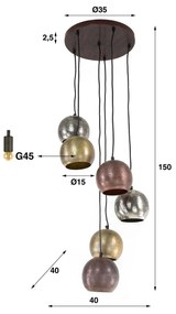 Trapse Hanglamp Metalen Bollen