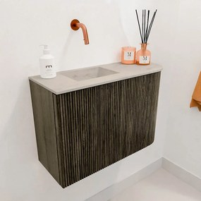 Mondiaz Joya DLux 60cm toiletmeubel ronding rechts shadow met wastafel faye links zonder kraangat opalo