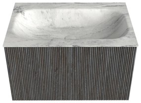 Mondiaz Kurve-dlux 70cm badmeubel shadow met 1 lade en wastafel big small midden zonder kraangat opalo
