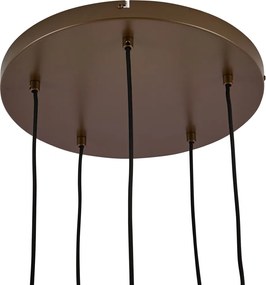 Hotel Chique hanglamp donker brons met amber glas 5-lichts - Stavelot