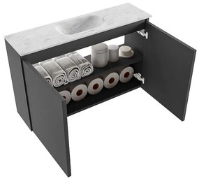 Mondiaz Ture DLux toiletmeubel 80cm dark grey met wastafel opalo midden zonder kraangat