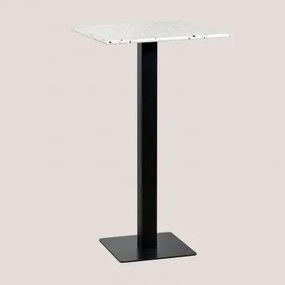Vierkante Hoge Bartafel 60x60 Cm In Praline Terrazzo Ivoorkleurig Terrazzo - Zwart - Sklum