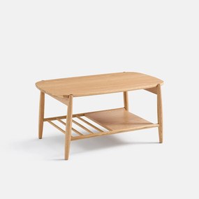 Salontafel met dubbel blad van massief eikenhout, breedte 80 cm, JUCCA