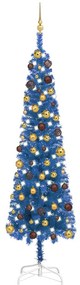 vidaXL Kerstboom met LED's en kerstballen smal 240 cm blauw