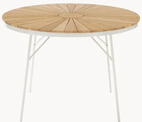 Ronde tuintafel Ellen met teakhouten tafelblad, in verschillende formaten