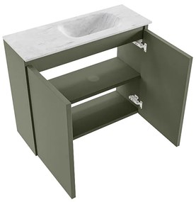 Mondiaz Ture DLux toiletmeubel 60cm army met wastafel opalo rechts zonder kraangat