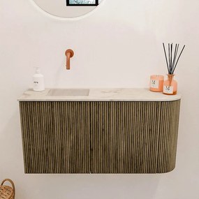 Mondiaz Joya DLux 80cm toiletmeubel ronding rechts dusk met wastafel faye links zonder kraangat frappe