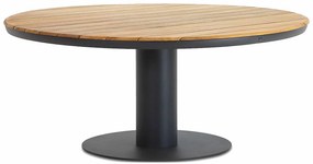 Dining Tuintafel rond 160 cm Ø laag Aluminium/teak Grijs Salerno