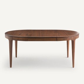 Uitschuifbare ronde tafel, in notenhout, Sanara
