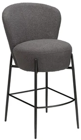 Dan-Form Orbit Boucle Barstoel Grijs Met Ronde Rugleuning
